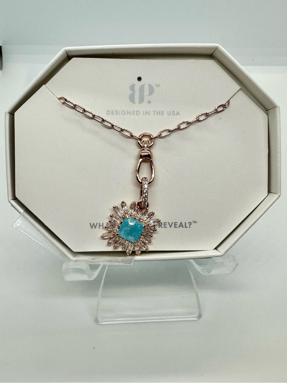 NFS Bomb Party Necklace NK53693 Never Not Beaming LC Aquamarine Ice Crystal Rose